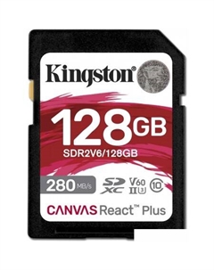 Карта памяти Canvas React Plus V60 SDXC 128GB Kingston