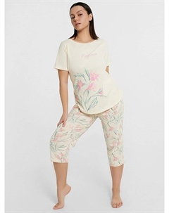 Комплект домашний женский желтый с цветочным принтом Mark formelle