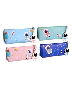 Пенал школьный на молнии, с подвеской, "Космонавт", МИКС Calligrata