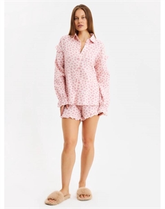 Пижама женская (рубашка, шорты) «Муслин: pink leopard», размер 44-46 Kaftan