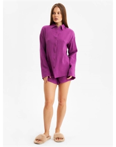 Пижама женская (рубашка, шорты) Basic, размер 40-42, сиреневая Kaftan