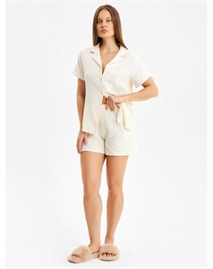 Пижама женская (рубашка, шорты) Basic, размер 40-42 молочная Kaftan
