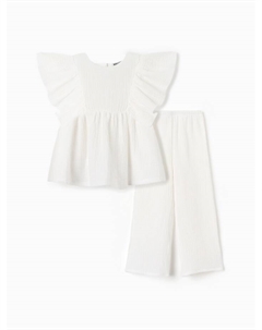 Комплект для девочки (блузка и брюки), белый, рост 152 см Minaku