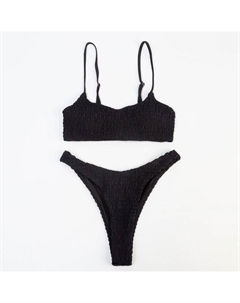 Купальник раздельный фактурный женский, размер 42, чёрный Minaku