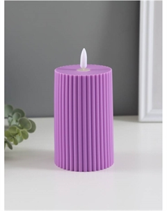 Светодиодная свеча, ночник LED «Уют», 3×ААА, сиреневый, 7.5×7.5×12.5 см Risalux