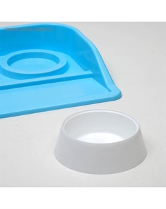 Миски с лотком Пижон «Феликс», 0.3 л, 41×30×6 см, голубой лоток, белые миски Zoo plast