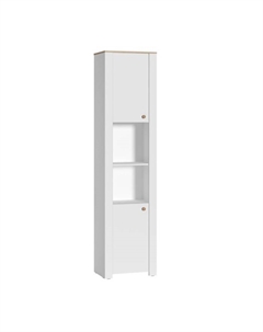 Шкаф - пенал «Джастин 16.306», 548×389×2257 мм, цвет белый шагрень/дуб белый Mobi