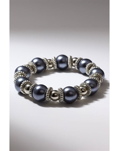 Браслет жемчуг «Бусинка» шар № 10, цвет серый в серебре, d=6 см Qf