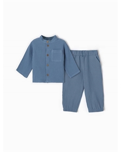 Костюм (рубашка и брюки) детский «Муслин», размер 34 (122-128 см), синий Kaftan