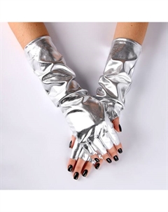 Перчатки женские без пальцев, цвет серебро Страна карнавалия