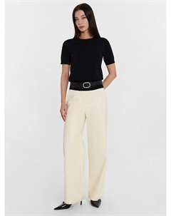 Брюки кожаные женские кремовые Mark formelle