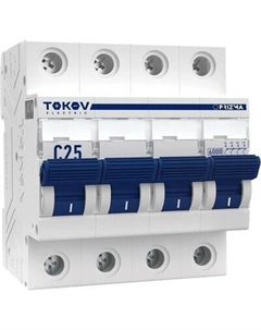 Выключатель автоматический 4П 25А 6кА C / TKE-PZ60-MCBI-4-25-C Tokov electric