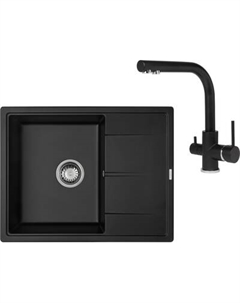 Мойка кухонная со смесителем Rock SQR 102 + смеситель Akvaduo 2663 L 601 Aquasanita