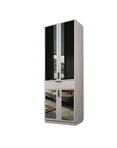 Шкаф 2-х дверный «Экон», 800×520×2300 мм, 1 ящик, зеркало, полки, цвет ясень анкор светлый Аллоджио