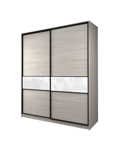 Шкаф-купе Max-МШ-23-6-22/2-99, 2200×600×2300 мм, цвет ясень шимо светлый / стекло белое Аллоджио