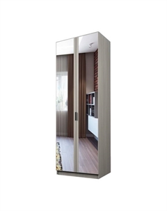 Шкаф 2-х дверный «Экон», 800×520×2300 мм, зеркало, штанга и полки, цвет ясень шимо светлый Аллоджио