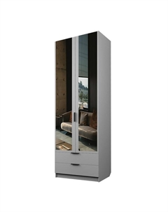 Шкаф 2-х дверный «Экон», 800×520×2300 мм, 2 ящика, зеркало, полки, цвет серый шагрень Аллоджио