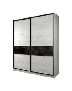 Шкаф-купе Max-МШ-23-6-22/2-99, 2200×600×2300 мм, цвет дуб крафт белый / стекло чёрное Аллоджио