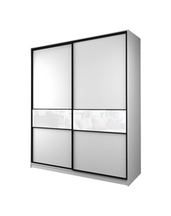Шкаф-купе Max-МШ-23-6-20/2-99, 2000×600×2300 мм, цвет белый шагрень / стекло белое Аллоджио
