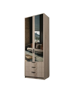 Шкаф 2-х дверный «Экон», 800×520×2300 мм, 3 ящика, зеркало, полки, цвет дуб сонома Аллоджио