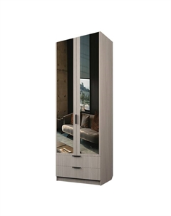 Шкаф 2-х дверный «Экон», 800×520×2300 мм, 2 ящика, зеркало, полки, цвет ясень шимо светлый Аллоджио