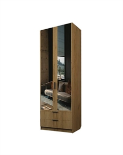 Шкаф 2-х дверный «Экон», 800×520×2300 мм, 2 ящика, зеркало, штанга, цвет дуб крафт золотой Аллоджио