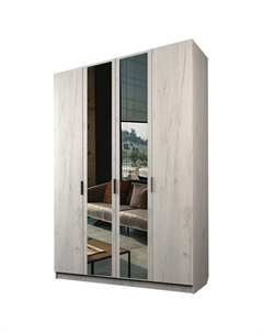 Шкаф 4-х дверный «Экон», 1600×520×2300 мм, 2 зеркала, цвет дуб крафт белый Аллоджио