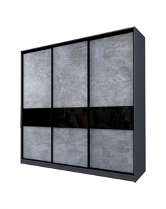 Шкаф-купе Max-МШ-23-6-24-999, 2400×600×2300 мм, цвет метрополитан грей / стекло чёрное Аллоджио