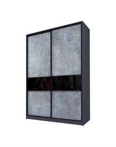 Шкаф-купе Max-МШ-23-6-16-99, 1600×600×2300 мм, цвет метрополитан грей / стекло чёрное Аллоджио