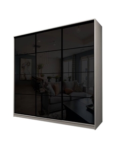 Шкаф-купе Max-МШ-23-6-24-222, 2400×600×2300 мм, цвет ясень шимо светлый / стекло чёрное Аллоджио