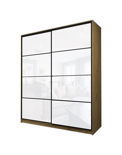 Шкаф-купе Max-МШ-23-6-22/2-22, 2200×600×2300 мм, цвет дуб крафт золотой / стекло белое Аллоджио