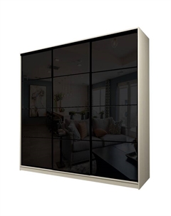 Шкаф-купе Max-МШ-23-6-24/2-222, 2400×600×2300 мм, цвет дуб молочный / стекло чёрное Аллоджио
