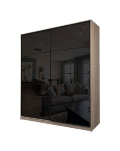 Шкаф-купе Max-МШ-23-6-22/2-22, 2200×600×2300 мм, цвет дуб сонома / стекло чёрное Аллоджио