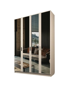 Шкаф 4-х дверный «Экон», 1600×520×2300 мм, 4 зеркала, цвет дуб молочный Аллоджио