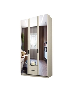 Шкаф 3-х дверный «Экон», 1200×520×2300 мм, 2 ящика, 3 зеркала, цвет дуб молочный Аллоджио