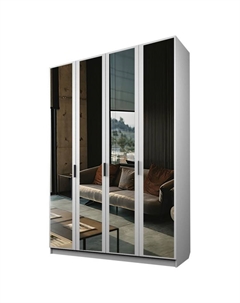Шкаф 4-х дверный «Экон», 1600×520×2300 мм, 4 зеркала, цвет белый Аллоджио