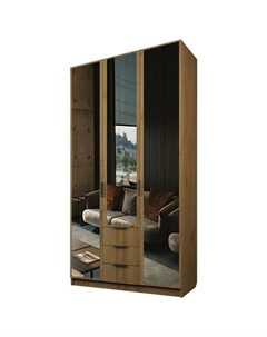 Шкаф 3-х дверный «Экон», 1200×520×2300 мм, 3 ящика, 3 зеркала, цвет дуб крафт золотой Аллоджио