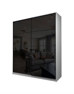 Шкаф-купе Max-МШ-23-6-20/2-22, 2000×600×2300 мм, цвет белый шагрень / стекло чёрное Аллоджио