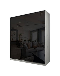 Шкаф-купе Max-МШ-23-6-22/2-22, 2200×600×2300 мм, цвет дуб крафт белый / стекло чёрное Аллоджио