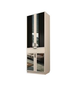 Шкаф 2-х дверный «Экон», 800×520×2300 мм, 1 ящик, зеркало, полки, цвет дуб молочный Аллоджио