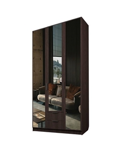 Шкаф 3-х дверный «Экон», 1200×520×2300 мм, 2 ящика, 3 зеркала, цвет венге Аллоджио