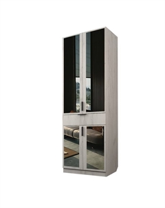 Шкаф 2-х дверный «Экон», 800×520×2300 мм, 1 ящик, зеркало, полки, цвет дуб крафт белый Аллоджио