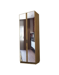 Шкаф 2-х дверный «Экон», 800×520×2300 мм, зеркало, полки, цвет дуб крафт золотой Аллоджио