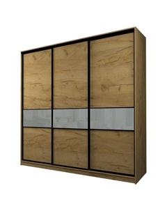 Шкаф-купе Max-МШ-23-6-27/2-999, 2666×600×2300 мм, дуб крафт золотой / стекло светло-серое Аллоджио