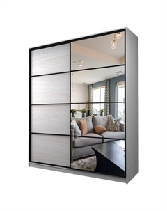 Шкаф-купе Max-МШ-23-6-22/2-15, 2200×600×2300 мм, зеркало, цвет ясень анкор светлый Аллоджио