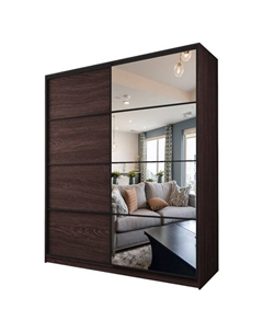 Шкаф-купе Max-МШ-23-6-22/2-15, 2200×600×2300 мм, зеркало, цвет венге Аллоджио