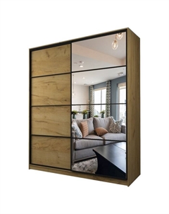 Шкаф-купе Max-МШ-23-6-20/2-15, 2000×600×2300 мм, зеркало, цвет дуб крафт золотой Аллоджио