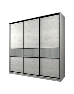 Шкаф-купе Max-МШ-23-6-27/2-999, 2666×600×2300 мм, дуб крафт белый / стекло светло-серое Аллоджио