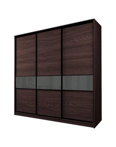Шкаф-купе Max-МШ-23-6-27/2-999, 2666×600×2300 мм, цвет венге / стекло тёмно-серое Аллоджио
