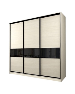 Шкаф-купе Max-МШ-23-6-27/2-999, 2666×600×2300 мм, цвет дуб молочный / стекло чёрное Аллоджио